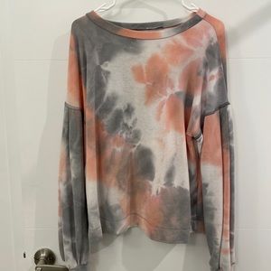 Pink and Grey tie dye crew neck